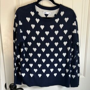 Croft & Barrow Blue and White Heart Crew Neck Sweater